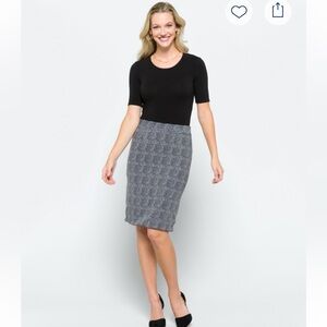 41 Hawthorn women’s medium Kora Knit Jacquard Pencil Skirt in navy blue career